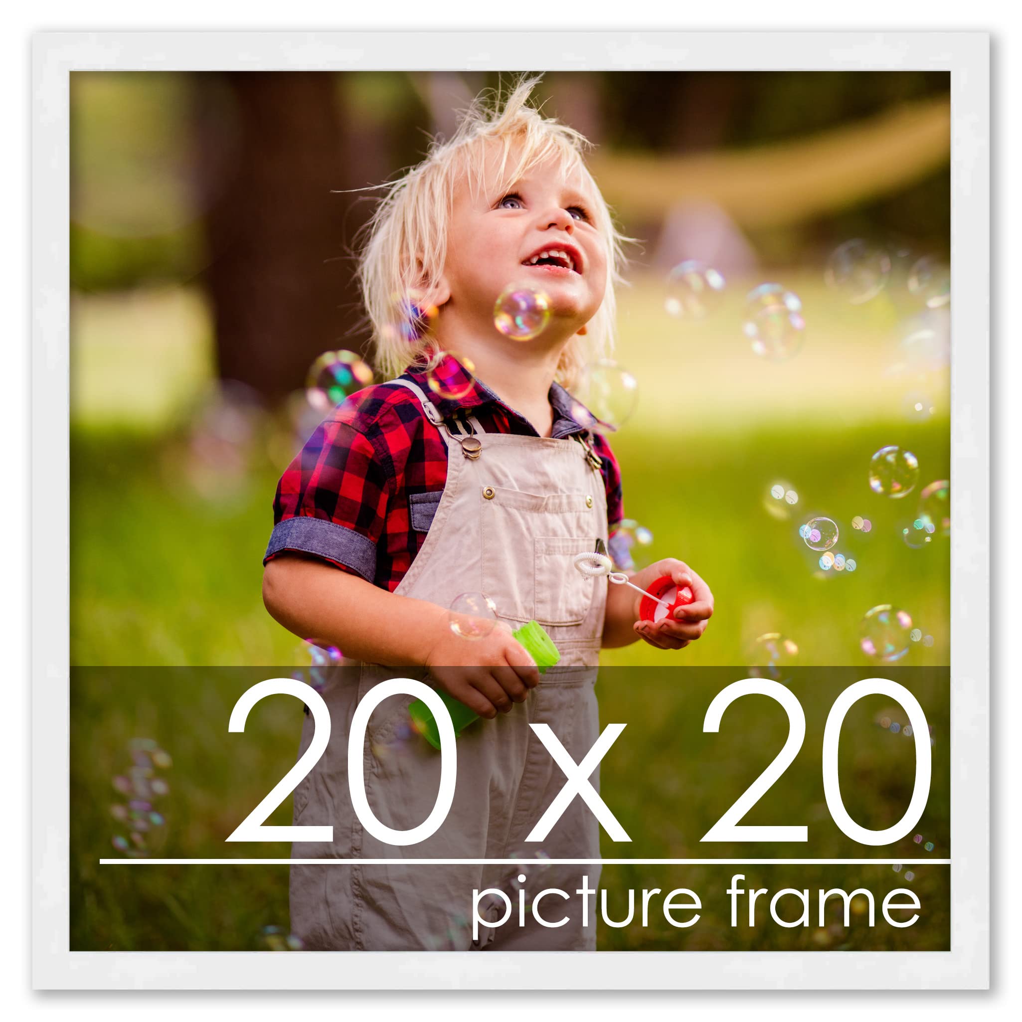 Poster Palooza 20x20 Frame White Wood Picture Frame | Includes UV Acrylic, Foam Board Backing & Hanging Hardware