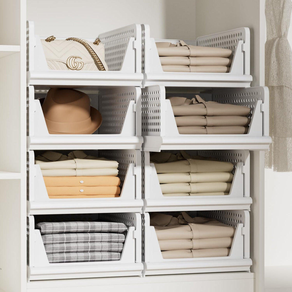 Proarea 5 Pack Closet Storage Bins Stackable Organizer Drawer Shelf