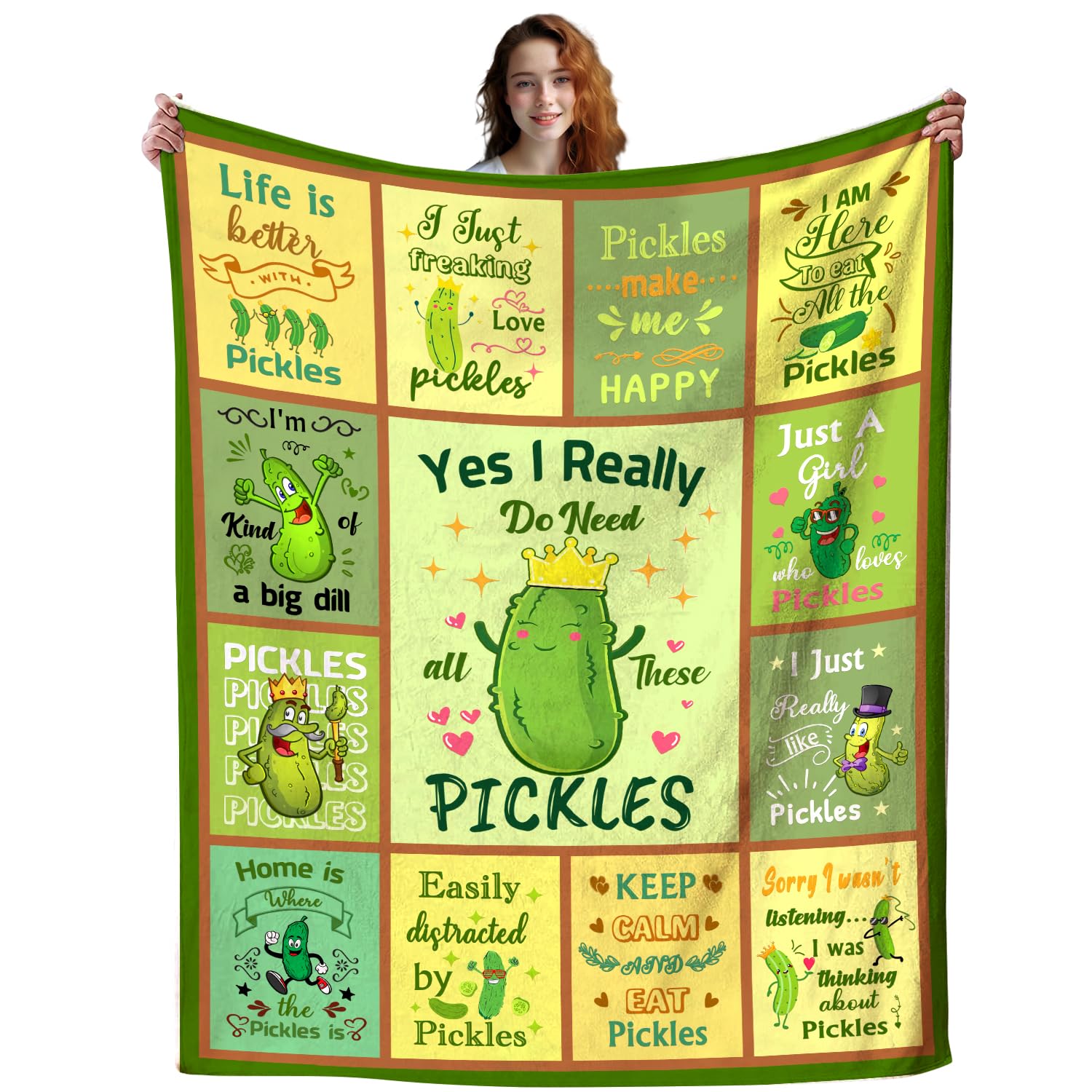 Zorkomr Pickle Blanket Pickle Gifts For Pickle Lovers Women Kids,Funny Pickles Lover Blankets For Aduts Men Boys Bed Sofa Couch