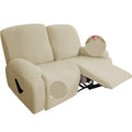 Jiviner Newest Design 6-Piece Recliner Chair Covers Stretch Jacquard Chair Covers For Recliner Recliner Slipcovers For Living Room Soft Recliner Protector With Pocket (Loveseat Recliner, Light Beige)