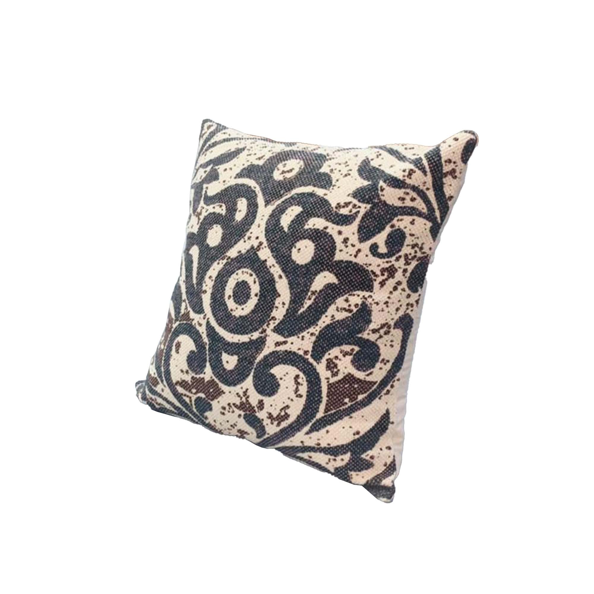 TUP The Urban Port 18 x 18 Square Accent Throw Pillows, Damask Print, Polyester Filler, Set of 2, Cream, Blue, 2 Count