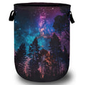 Purple Galaxy Forest Laundry Basket, Laundry Hamper Collapsible Oxford Cloth with Handle Clothes Storage Bin for Bathroom Laundr