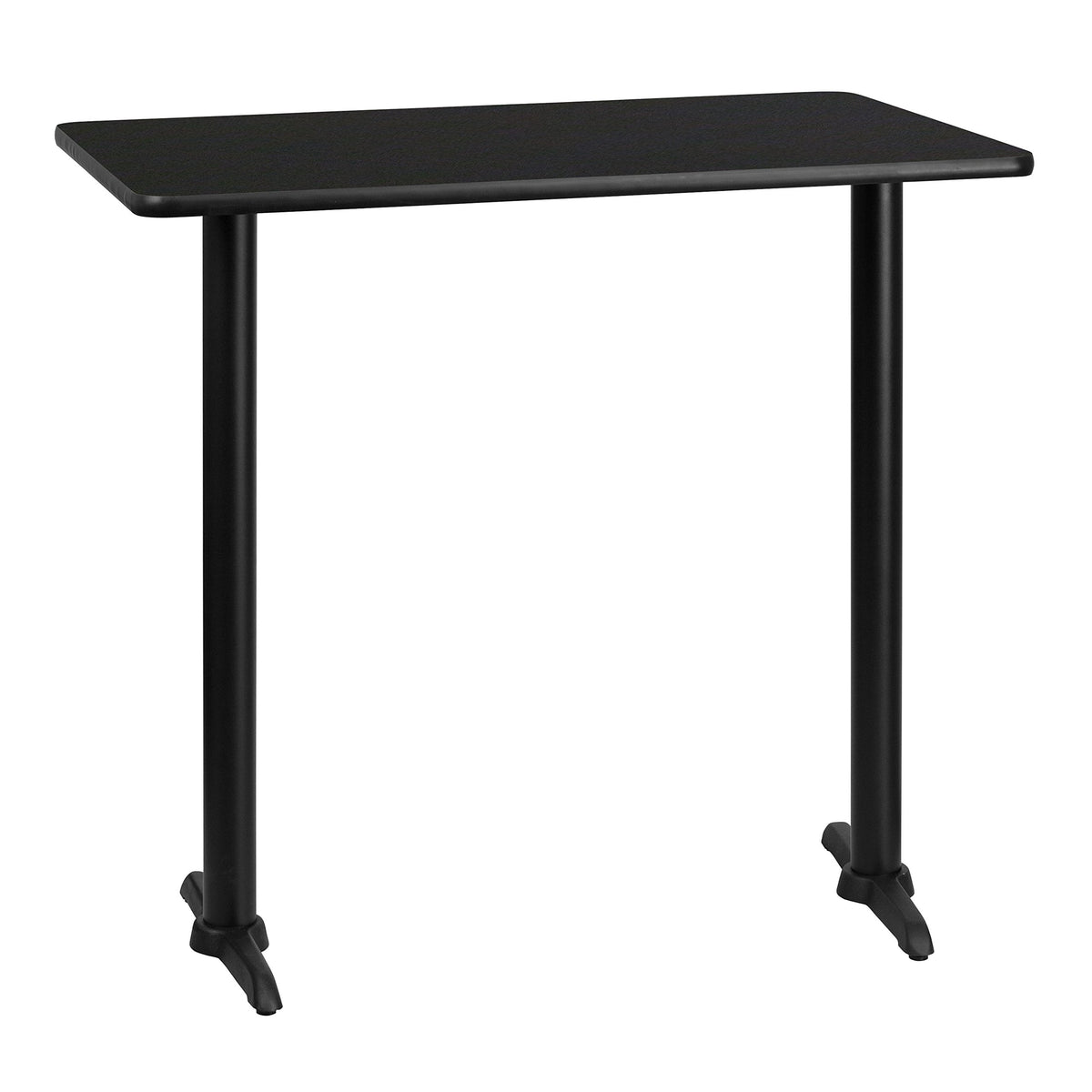 Flash Furniture Stiles 30'' x 42'' Rectangular Black Laminate Table Top with 5'' x 22'' Bar Height Table Bases