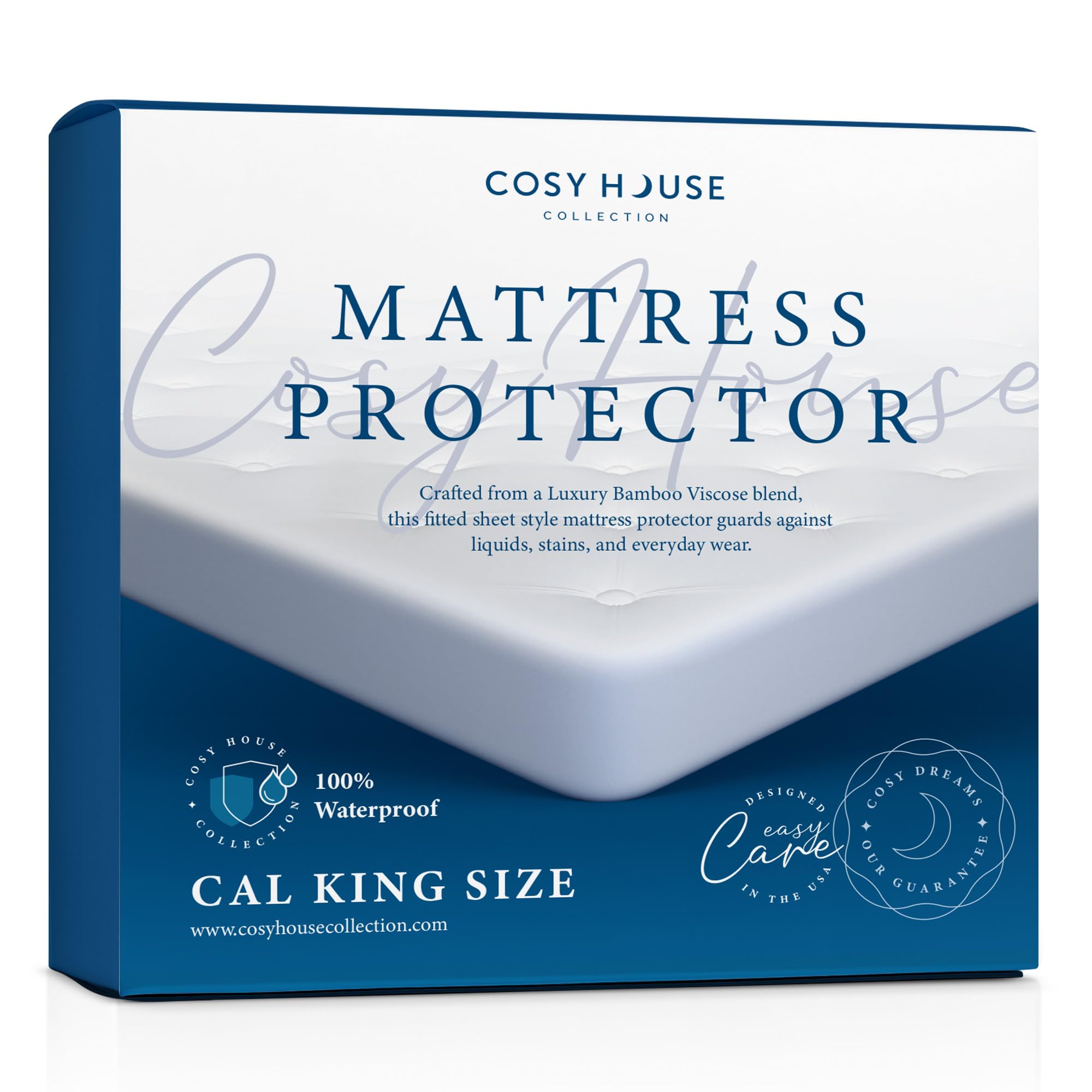Cosy House Collection Luxury Mattress Protector - Blend Of Rayon Derived From Bamboo - Master Bedroom Essential - Ultra Soft Com