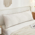 Beige Gray Body Pillow Cover 20X54Inches Boho Chic Pom Poms Fringe Decor Body Pillow Case Cover With Pocket Closure(Body,Beige G
