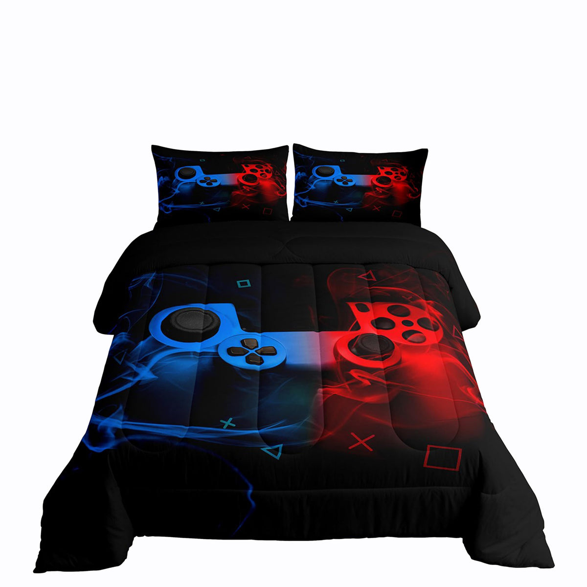 Erosebridal Gamer Bedding Set, Full Comforter Set For Boys, 3Pc, Multi 10, Game Controller Design, All Seasons