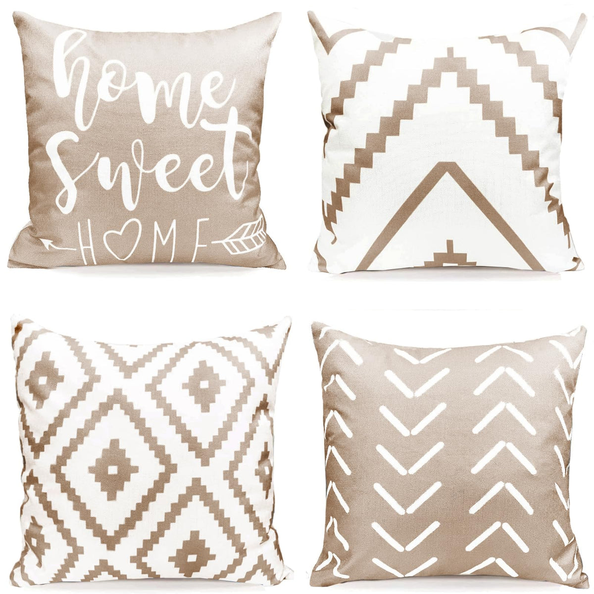Decorative Throw Pillow Covers 16X16 Inch Light Khaki Pillow Covers For Couch Sofa Living Room Bedroom,Farmhouse Outdoor Throw P