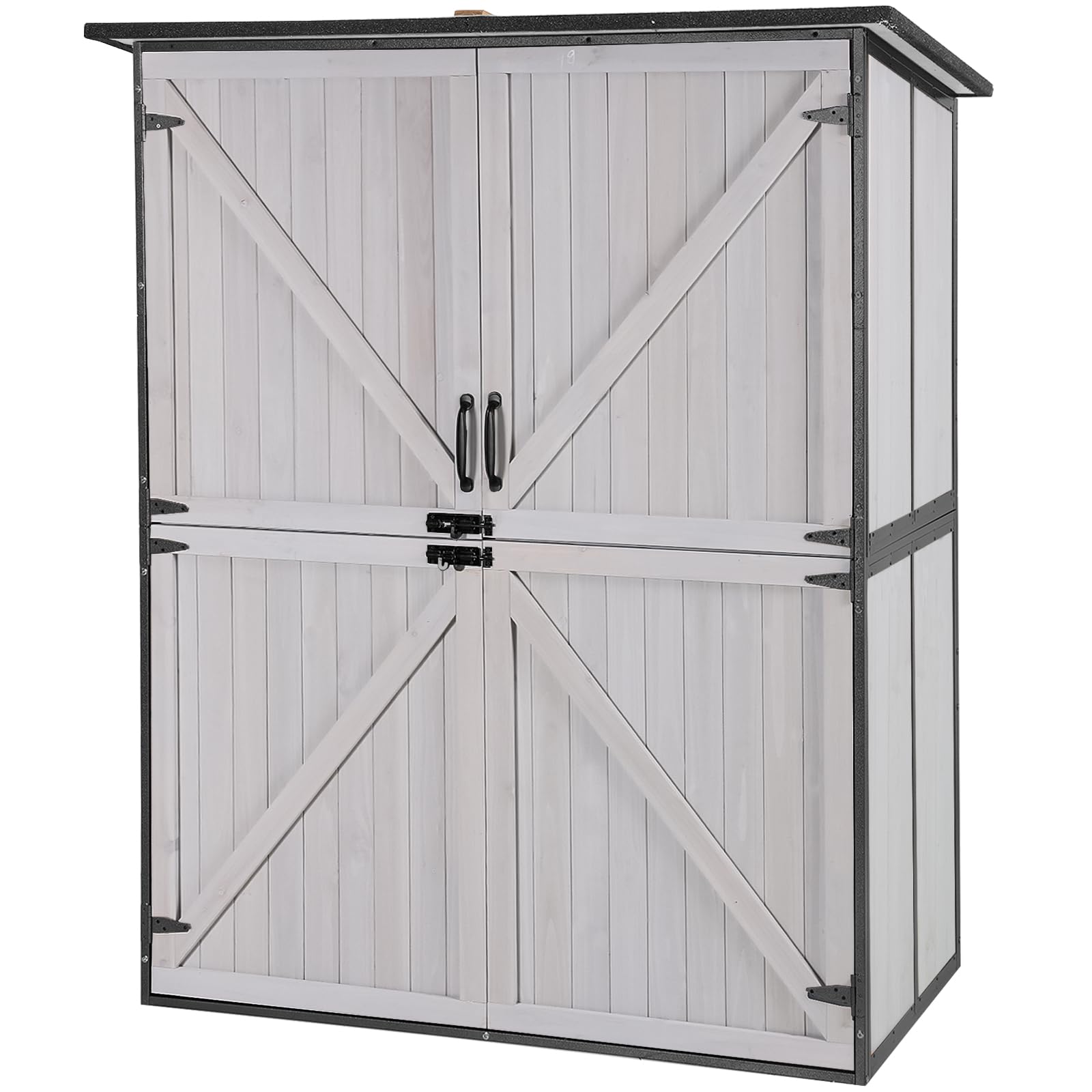 Aivituvin Outdoor Storage Shed Upgraded With Strong Metal Frame Garden Tool Shed Storage House Cabinet With Adjustable Shelfs An