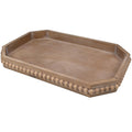 Hrastany Wood Rustic Serving Tray with Beads, Farmhouse Brown Decorative Tray for Table Centerpiece, Christmas Wedding Halloween