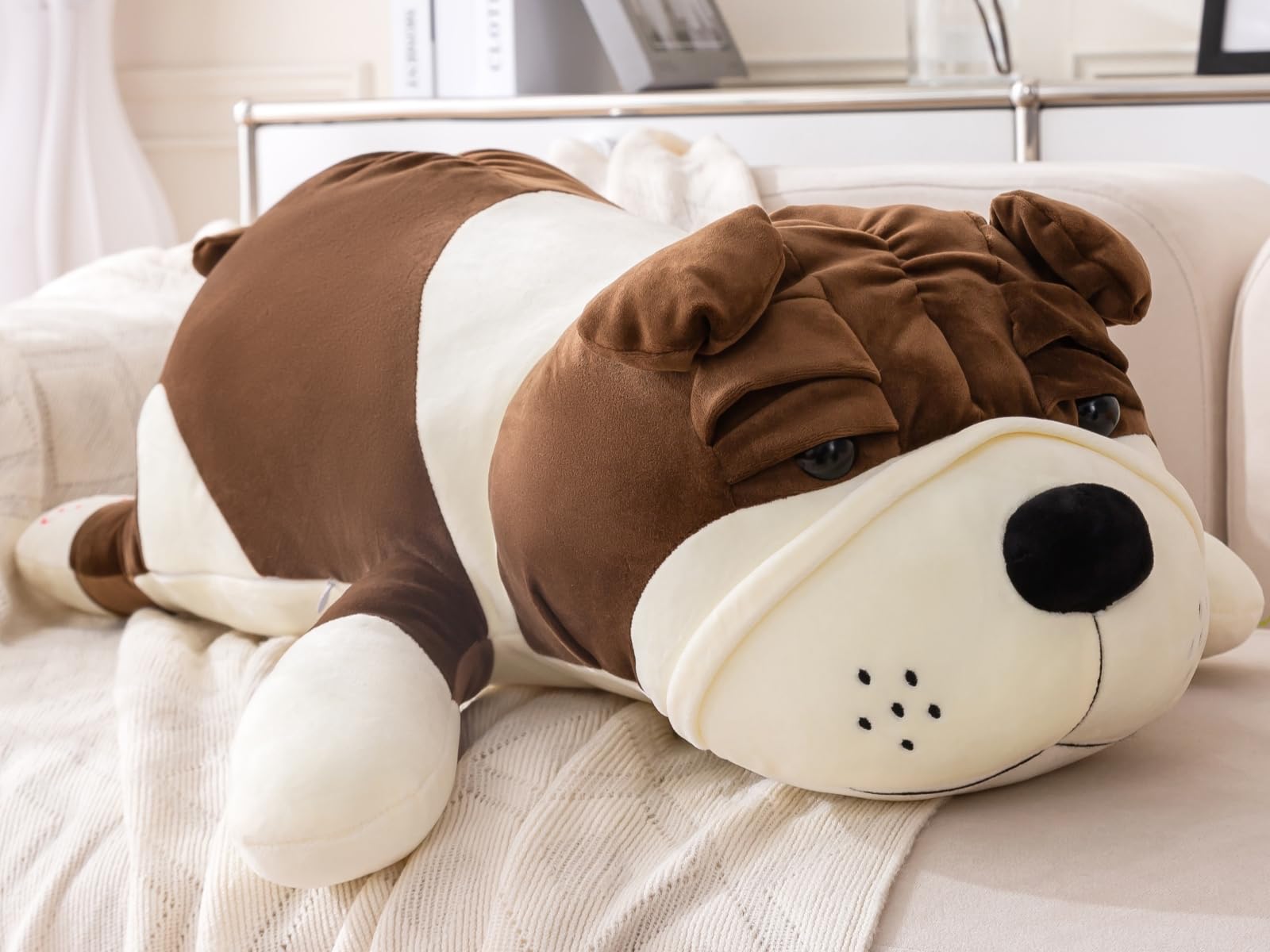 Rniuc Dog Stuffed Animals,Brown 17.7In Puppy Plush Plushies Cute Dog Stuffed Toy Pillow Soft Plush Dog Pillow Gifts For Adults K