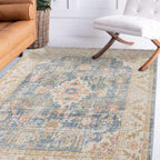 HomeRoots 532005 9 x 13 ft. Blue Floral Traditional Power Loom Rectangle Area Rug