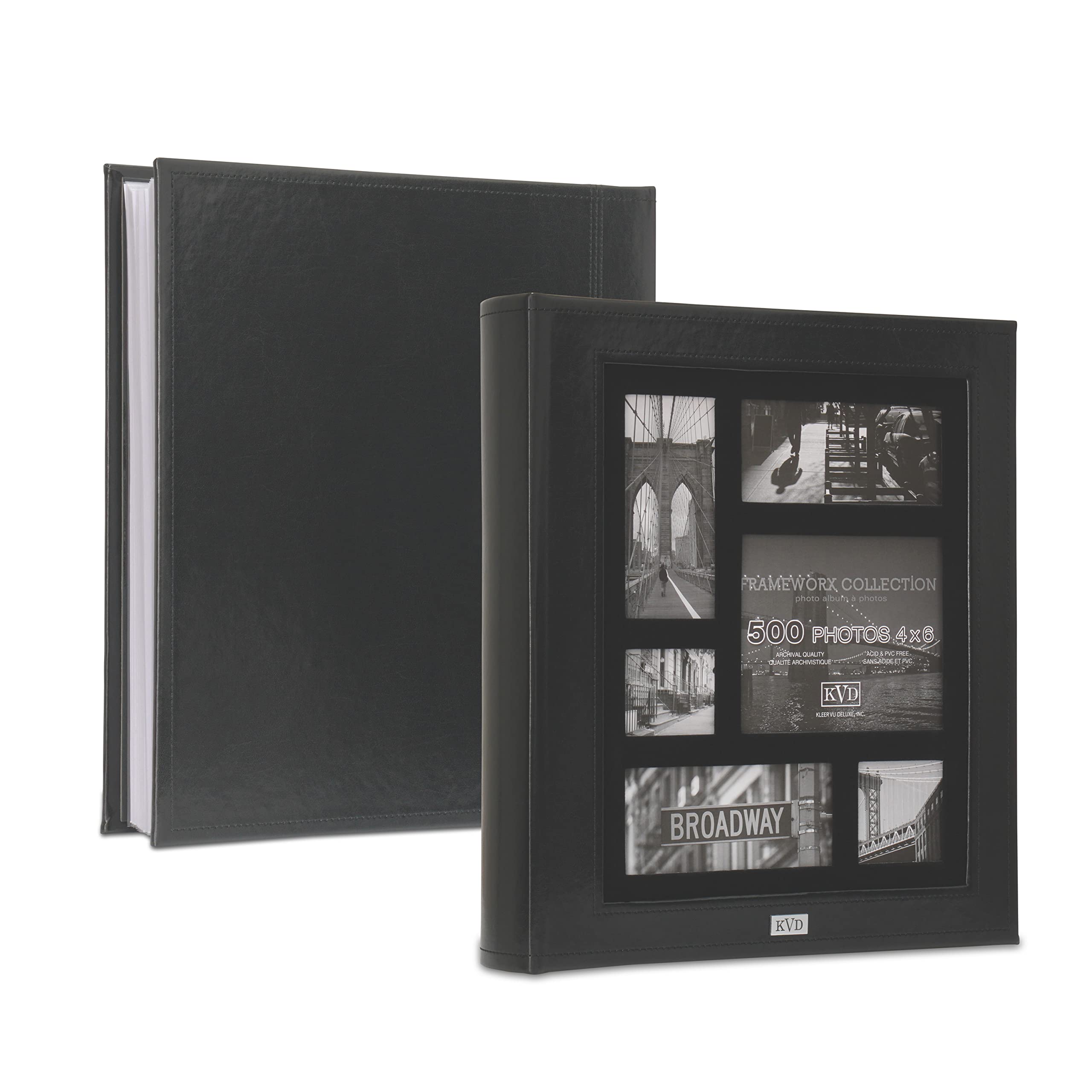 Kleer-Vu Photo Album Suedeleather Collection, Holds 500 4X6 Inches Photos, 5 Per Page - Black