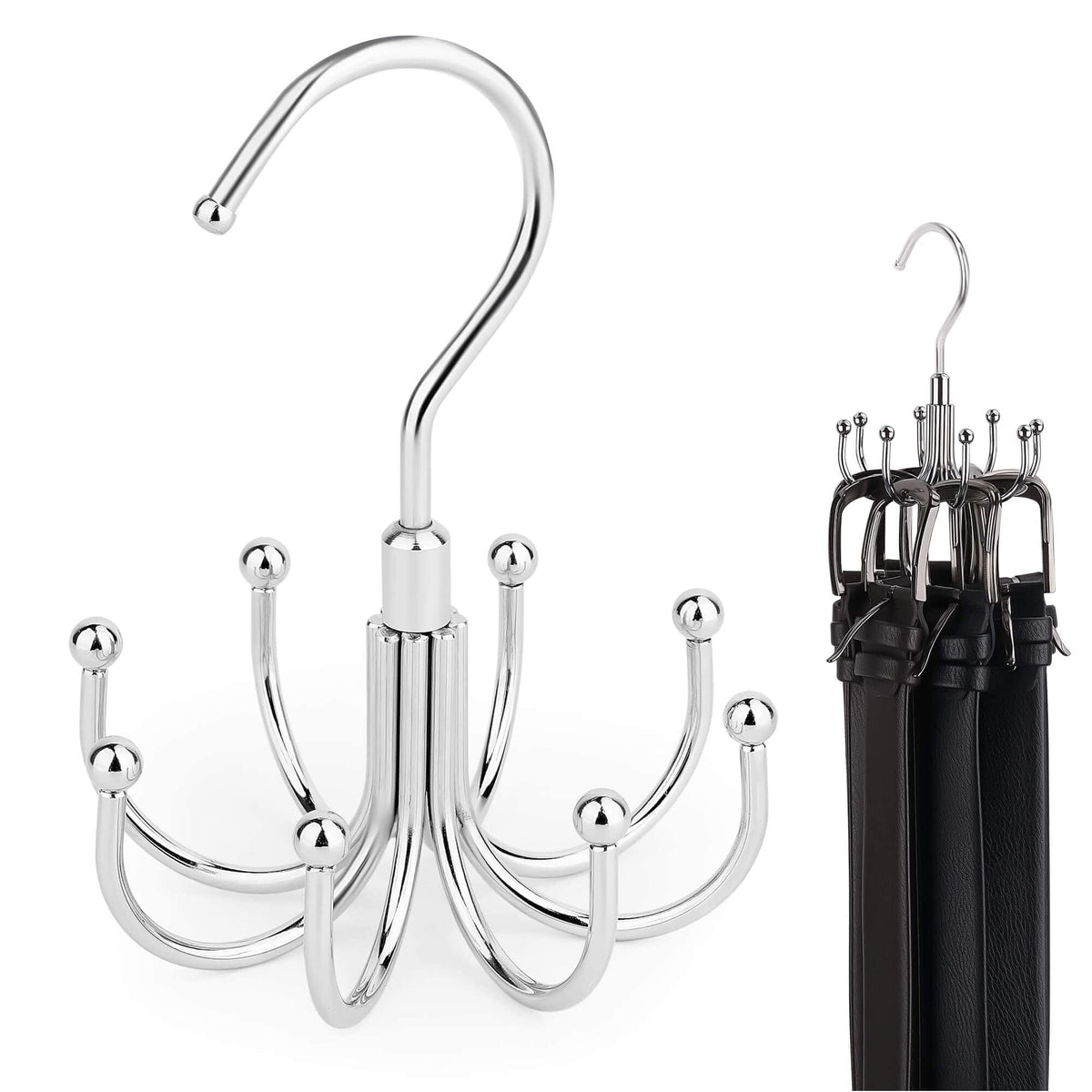 ZEDODIER Belt Hanger, Rotatable Belt Rack Closet Accessories Organizer, Maximum 24 Storage Capacity, Hanging Holder Storage Hook