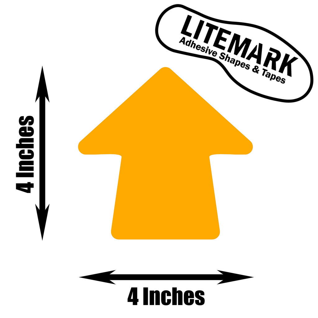 Litemark Durable Gloss Finish Golden Yellow 4 X 4 Inches Round Arrow Decal Vinyl Stickers | Great For Floors, Ceilings, Walls, A