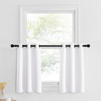 Nicetown Kitchen Curtains 30 Inch Length Heat Blocking Blackout Thermal Insulated Grommet Tier Curtains For Small Window Bathroom Basement, Short Rv Curtains For Camper, Set 2 Panels, Pure White