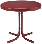 Crosley Furniture Gracie Weather Resistant Retro Metal Outdoor Side Table for Patio, Deck, Porch, Coral Red