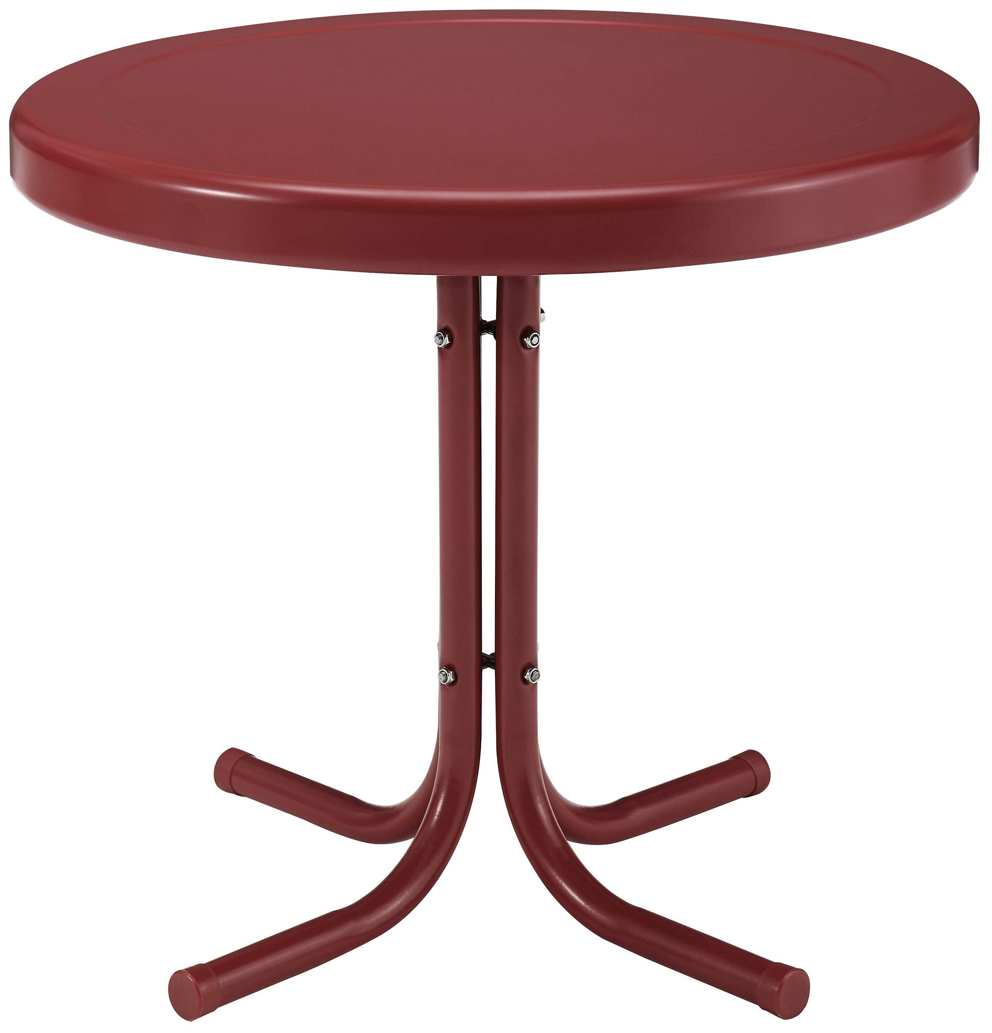 Crosley Furniture Gracie Weather Resistant Retro Metal Outdoor Side Table for Patio, Deck, Porch, Coral Red