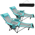 POEPORE 2-Pack Reclining Camping Chair 4 Position with Foot Rest Comfortable for Adults 265Ibs Folding Lounger Mesh Beach Chair 