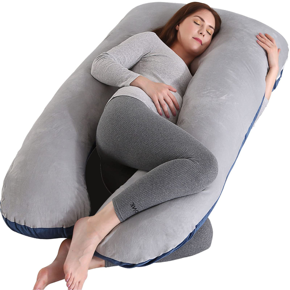 Amagoing 55 Inches Pregnancy Pillows For Sleeping, U Shaped Maternity Full Body Pillow For Pregnant Women With Hip, Leg, Back, B