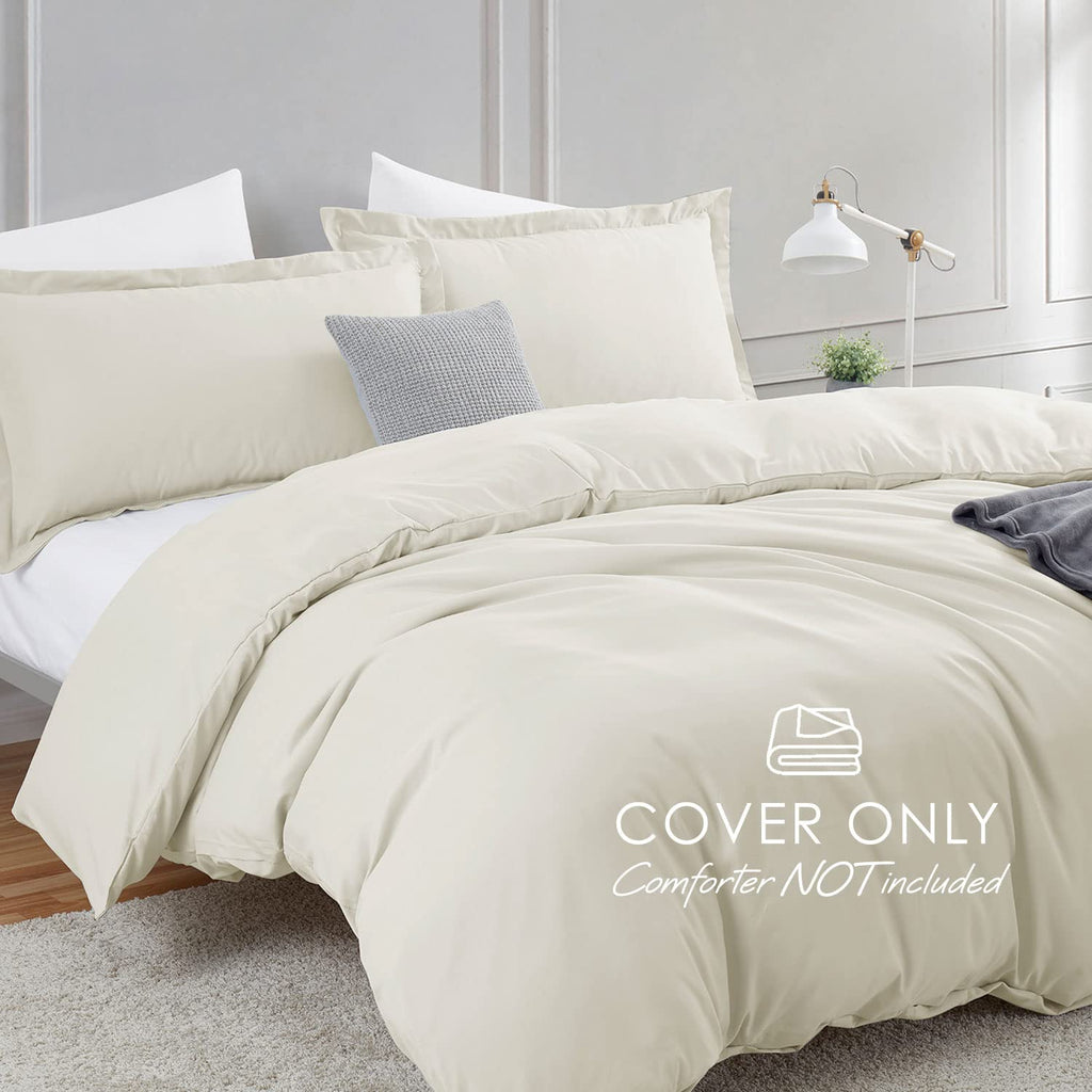 Hearth & Harbor Off White Duvet Cover King Size - 3 Piece King Duvet Cover Set, Soft Double Brushed King Duvet Covers With Butto