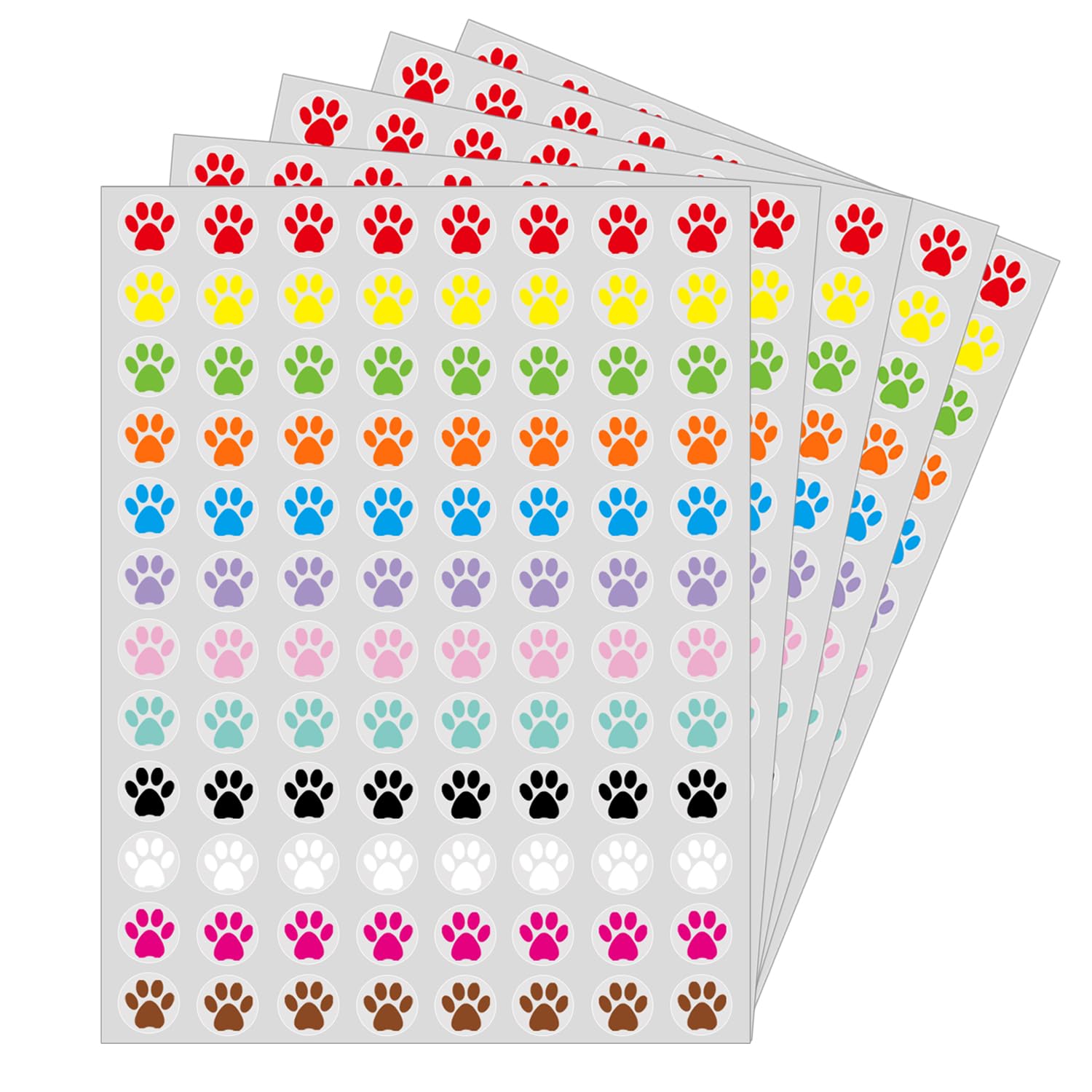 Yeachlaing 0.5 Inch Multicolor Paw Print Stickers,Self Adhesive For Scrapbooking/Kid Diy Arts Crafts/Reward Stickers Teachers St