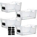 Clear Plastic Storage Bins, Perfect for Kitchen Organization or Pantry Organizers and Storage, Refrigerator Freezer Fridge Organ