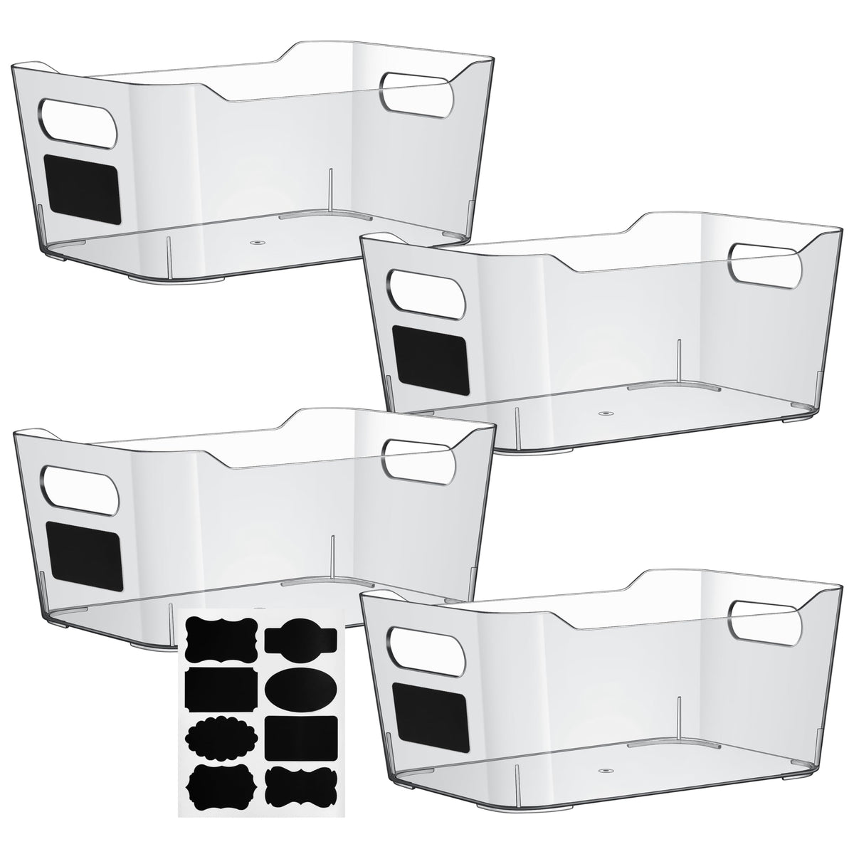 Clear Plastic Storage Bins, Perfect for Kitchen Organization or Pantry Organizers and Storage, Refrigerator Freezer Fridge Organ