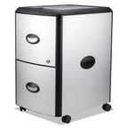 Storex 2-Drawer Mobile File Cabinet with Lock 19 x 15 x 23 Inches, Metal Accent Panels (STX61351U01C),Silver/Black
