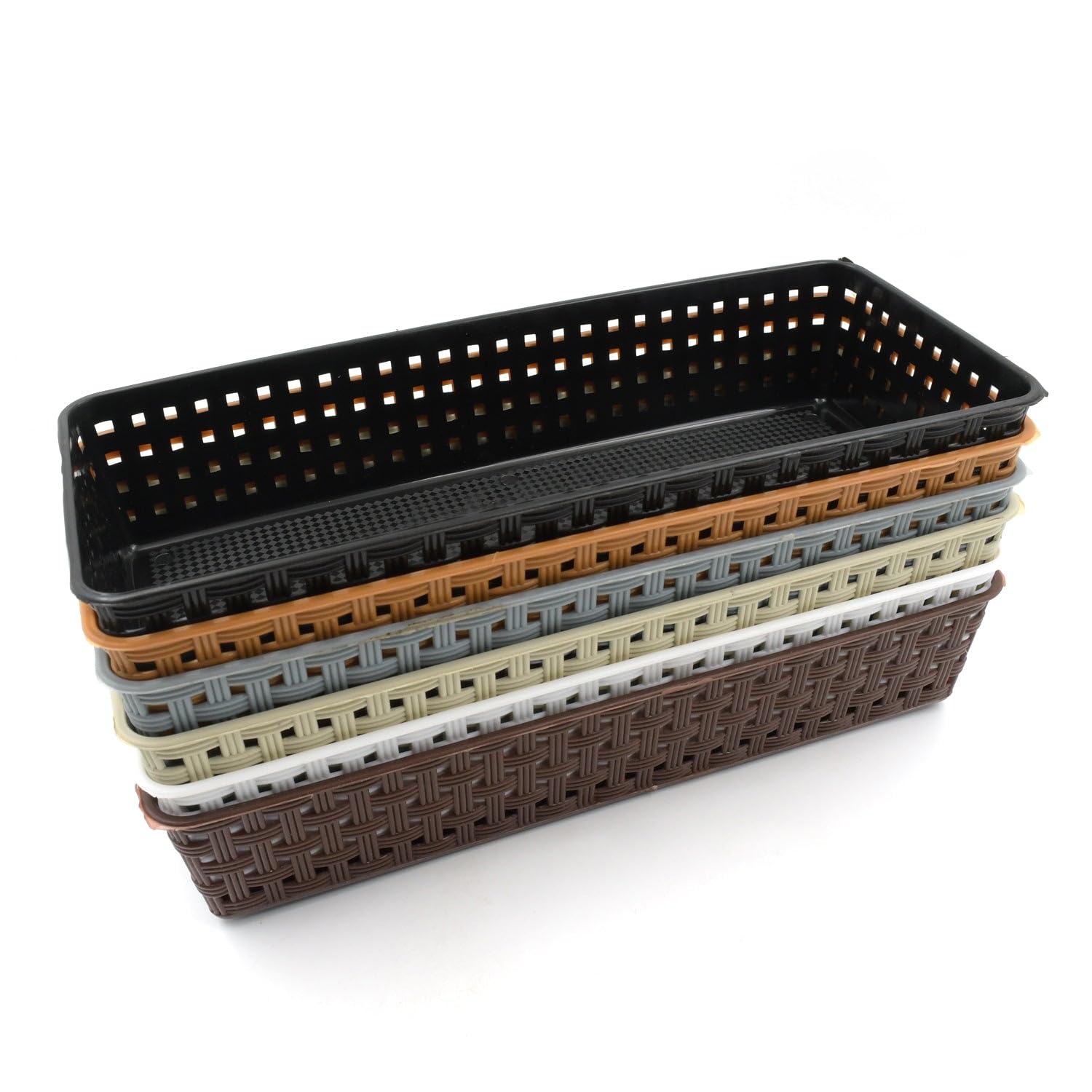 Velativa Plastic Multipurpose Desk Organizer Tray Office Drawer Dividers Storage Bins For Kitchen, Bathroom, Office, Makeup, Bed
