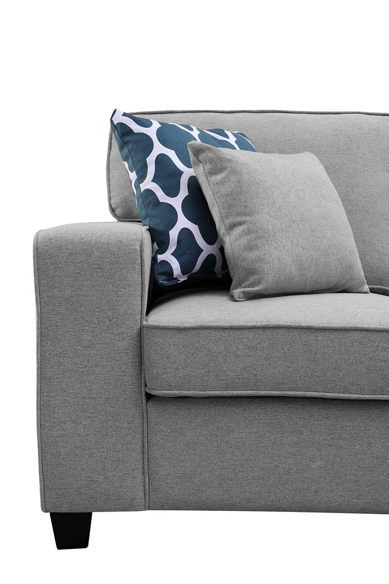 Lilola Home Casanova Light Gray Linen 7Pc Modular L-Shape Sectional Sofa with Ottoman