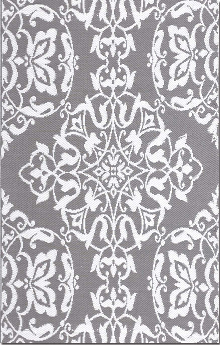 Mad Mats Traditional Outdoor Rug, Reversible Plastic Mat (4' X 6', New Wrought Iron - Cool Silver)