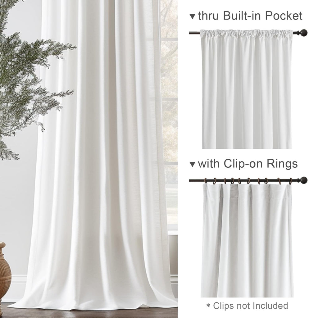 Lazzzy White Velvet Curtains Thermal Insulated Curtains 120 Inch Long Light Filtering Window Drapes For Bedroom Living Room Super Soft Luxury Window Treatment 2 Panels Rod Pocket, W42 X L120