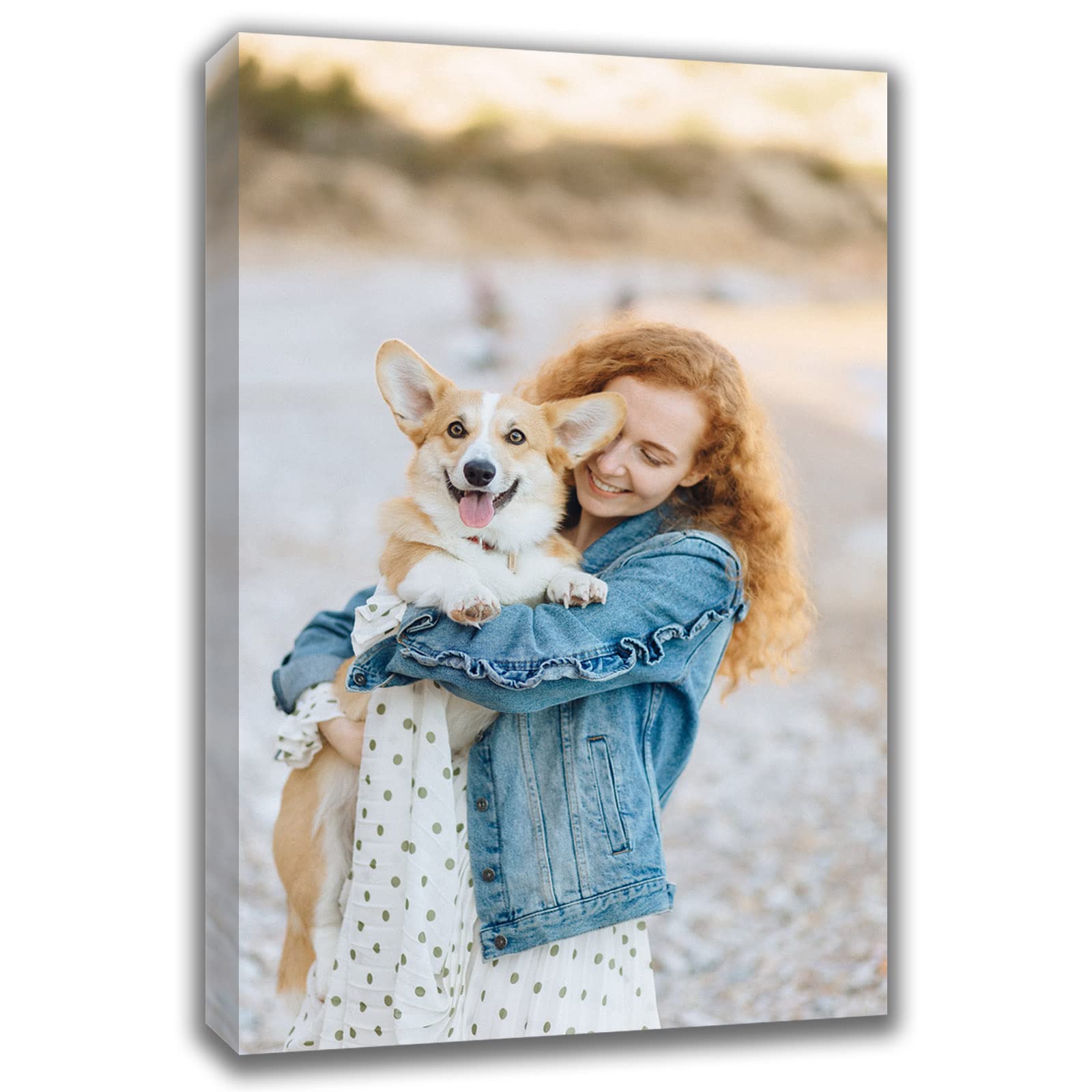 Custom Canvas Prints with Your Photos (16x20, Framed Canvas) Custom Wall Art Personalized Canvas Pictures for Pet/Family Gifts f