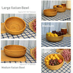 Amololo Hadewoven Round Rattan Fruit Basket Wicker Food Tray Weaving Storage Holder Dinning Room Bowl, 9 Inch Woven Bread Basket