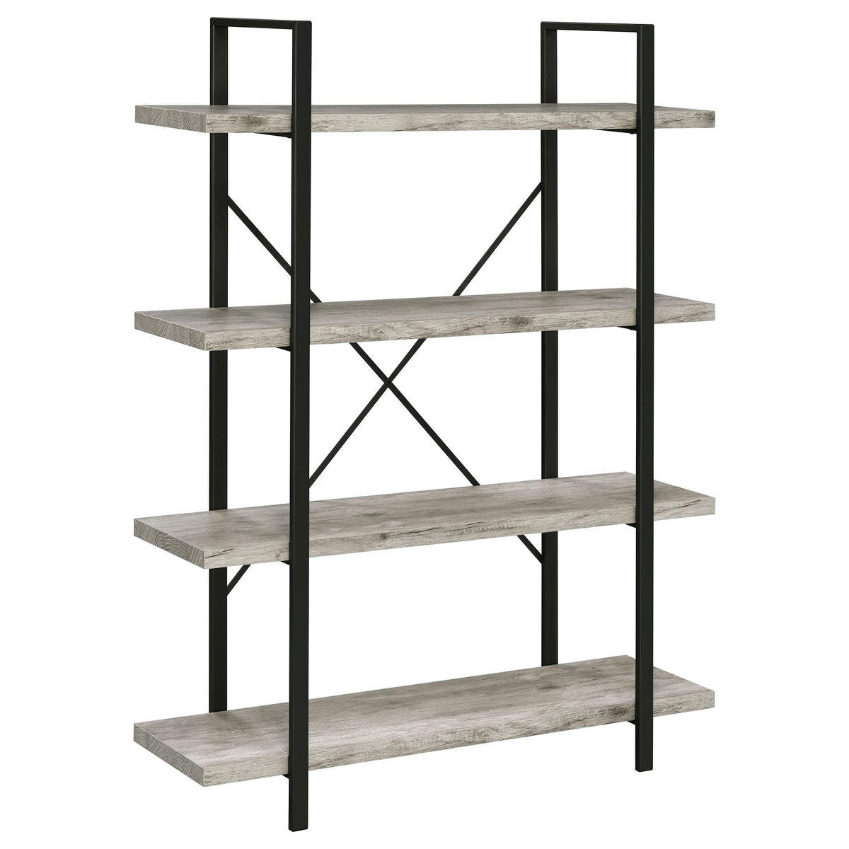 Coaster Home Furnishings Cole 55-inch 4-Shelf Bookshelf Grey Driftwood and Gunmetal