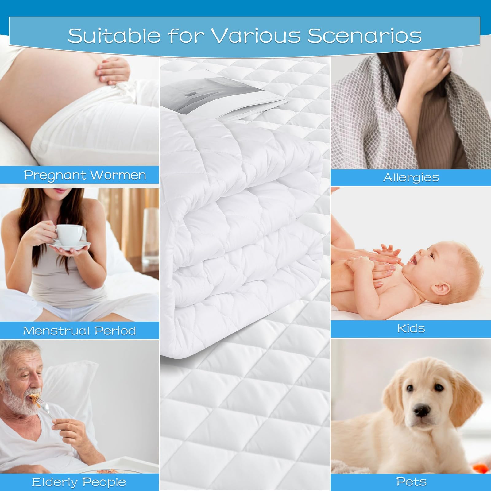 Grt Waterproof Sofa Bed Mattress Pad - 100% Waterproof Queen Sleeper Sofa Mattress Protector Quilted, Machine Washable Breathabl