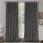 Bgment Grey Velvet Curtains 84 Inches Long, Thermal Insulated Blackout Curtains Noise Reduce Back Tab And Rod Pocket Luxury Pane