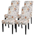 Searchi Printed Dining Room Chair Covers Set Of 4, Stretch Kitchen Chair Covers Washable Parsons Chair Slipcover Removable Dining Chair Protectors For Hotel,Ceremony(Brown Floral)