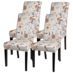 Searchi Printed Dining Room Chair Covers Set Of 4, Stretch Kitchen Chair Covers Washable Parsons Chair Slipcover Removable Dining Chair Protectors For Hotel,Ceremony(Brown Floral)