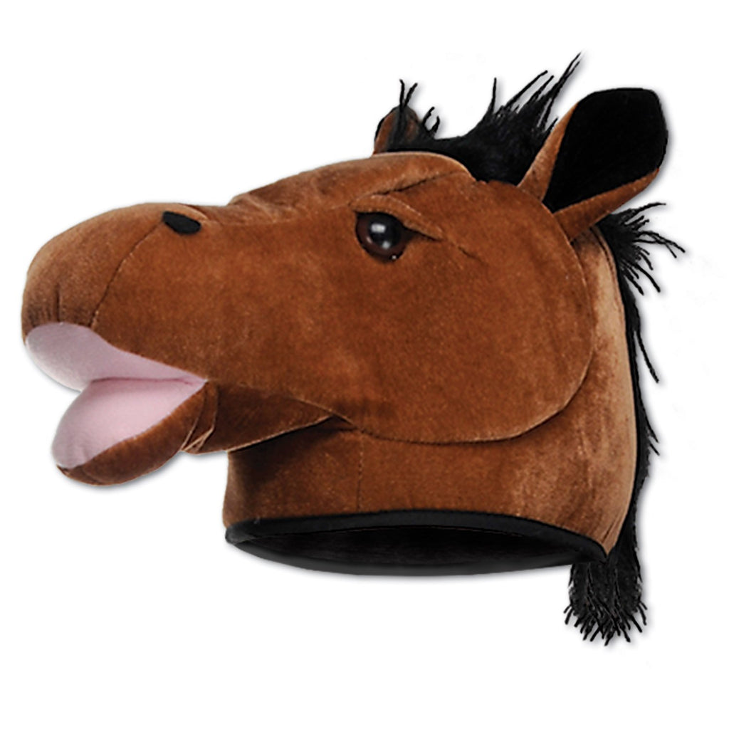 Beistle Unisex Plush Horse Head Hat - Western Costume Accessory, Farm Themed Party Supplies, Crazy Animal Headwear, Dress-Up Acc