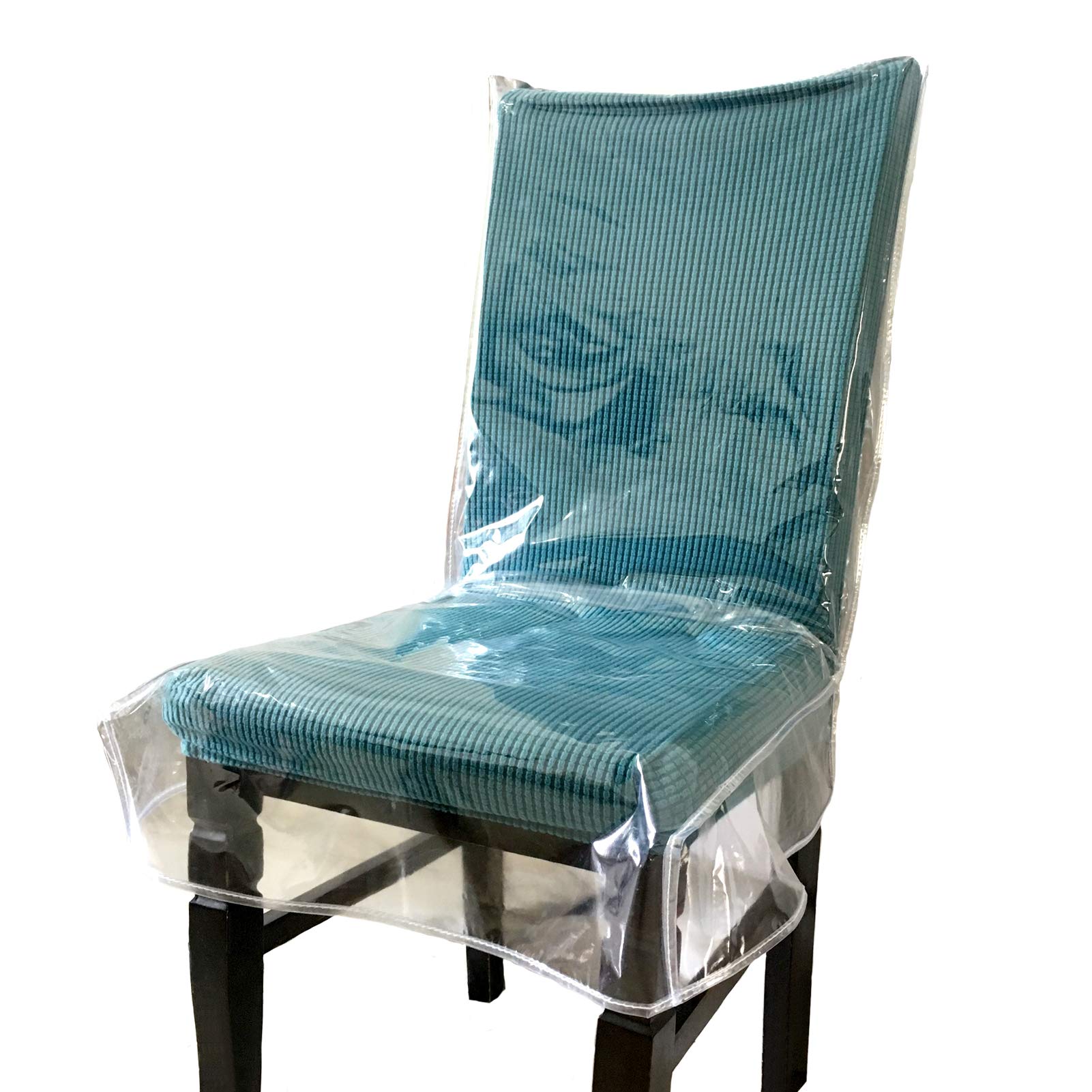 Swanna Plastic Dining Chair Covers With Backrests,Clear Pvc Seat Chair Protector Waterproof Cover,Fit W/21 X D/18 Inch (2 Pack)
