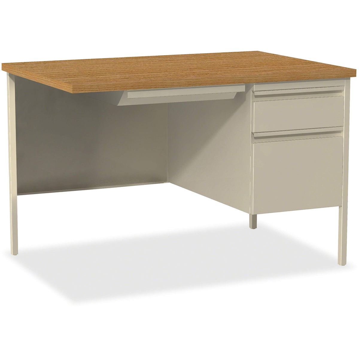 Lorell Single Right Pedestal Desk, 42 by 24 by 29-1/2-Inch, Putty Oak