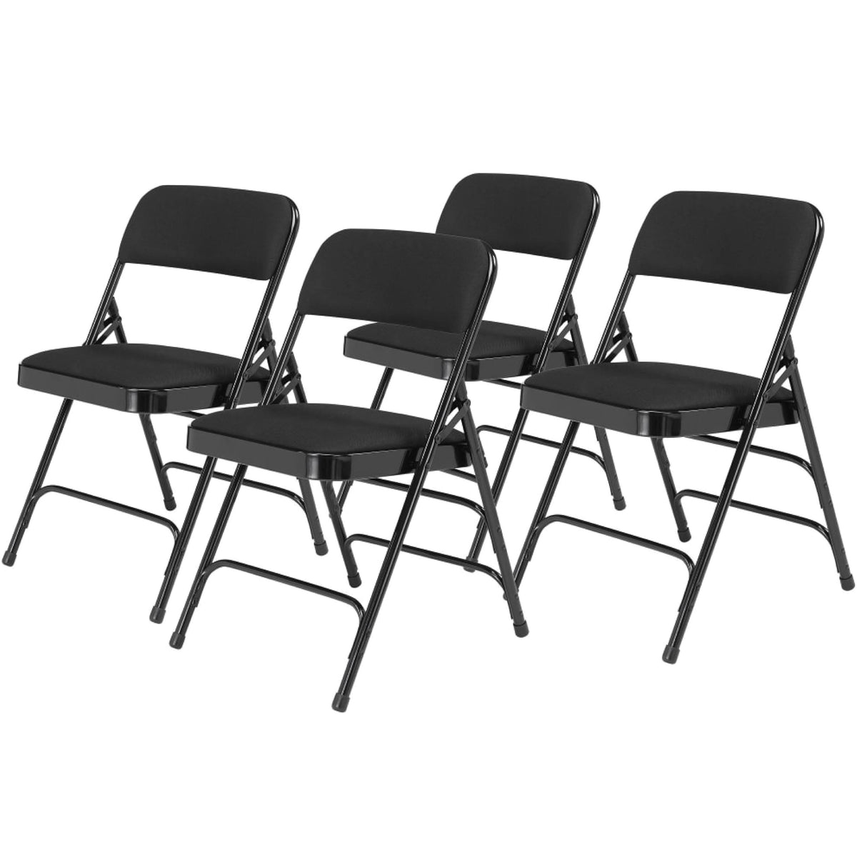 National Public Seating 2310 Fabric Padded Triple Brace Steel Folding Chair, Black (Pack Of 4)