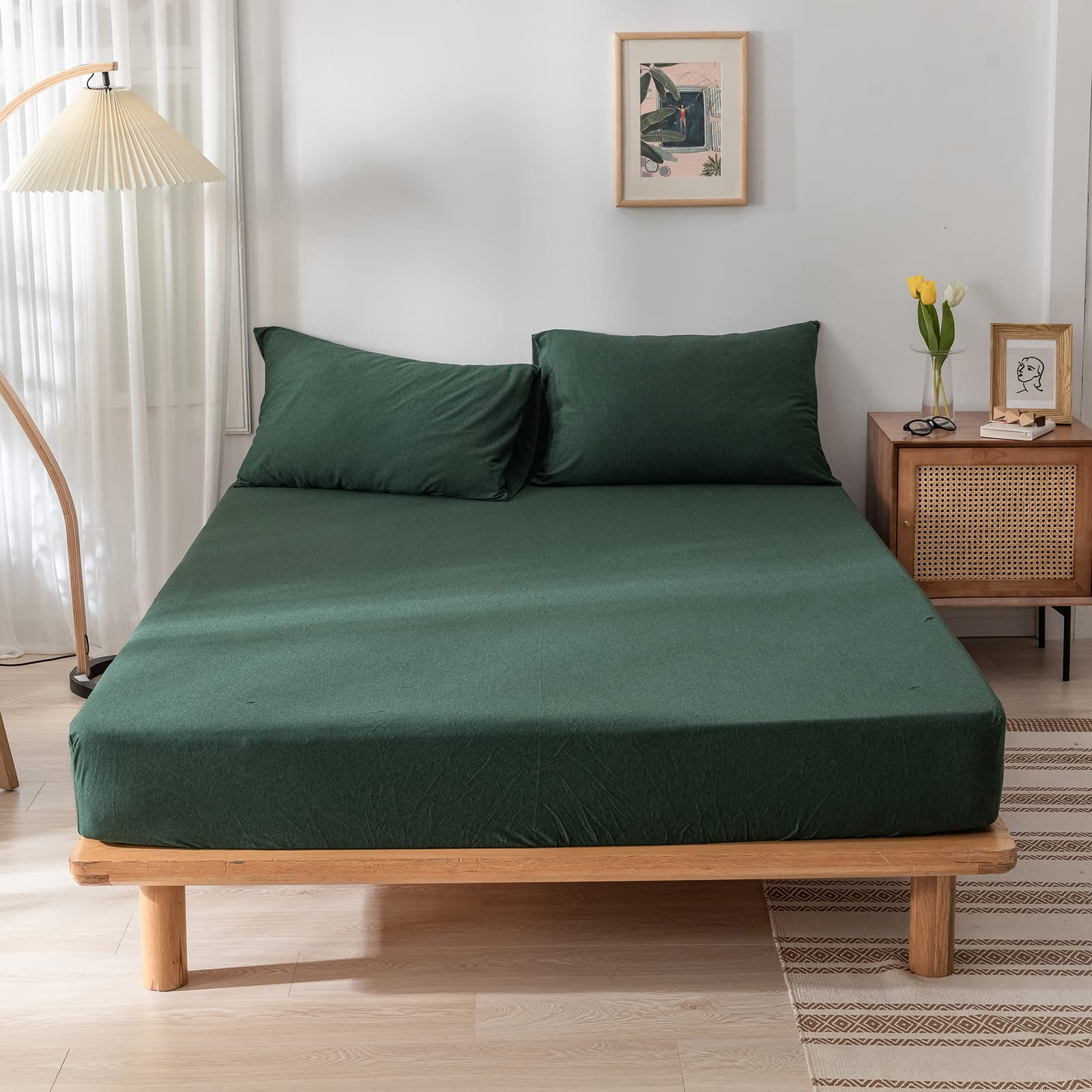 Doneus King Fitted Sheet - Jersey Knit 3 Piece Sheet - Fits Mattress Up To 15', Ultra Soft, Wrinkle Free, Breathable Deep Pocke