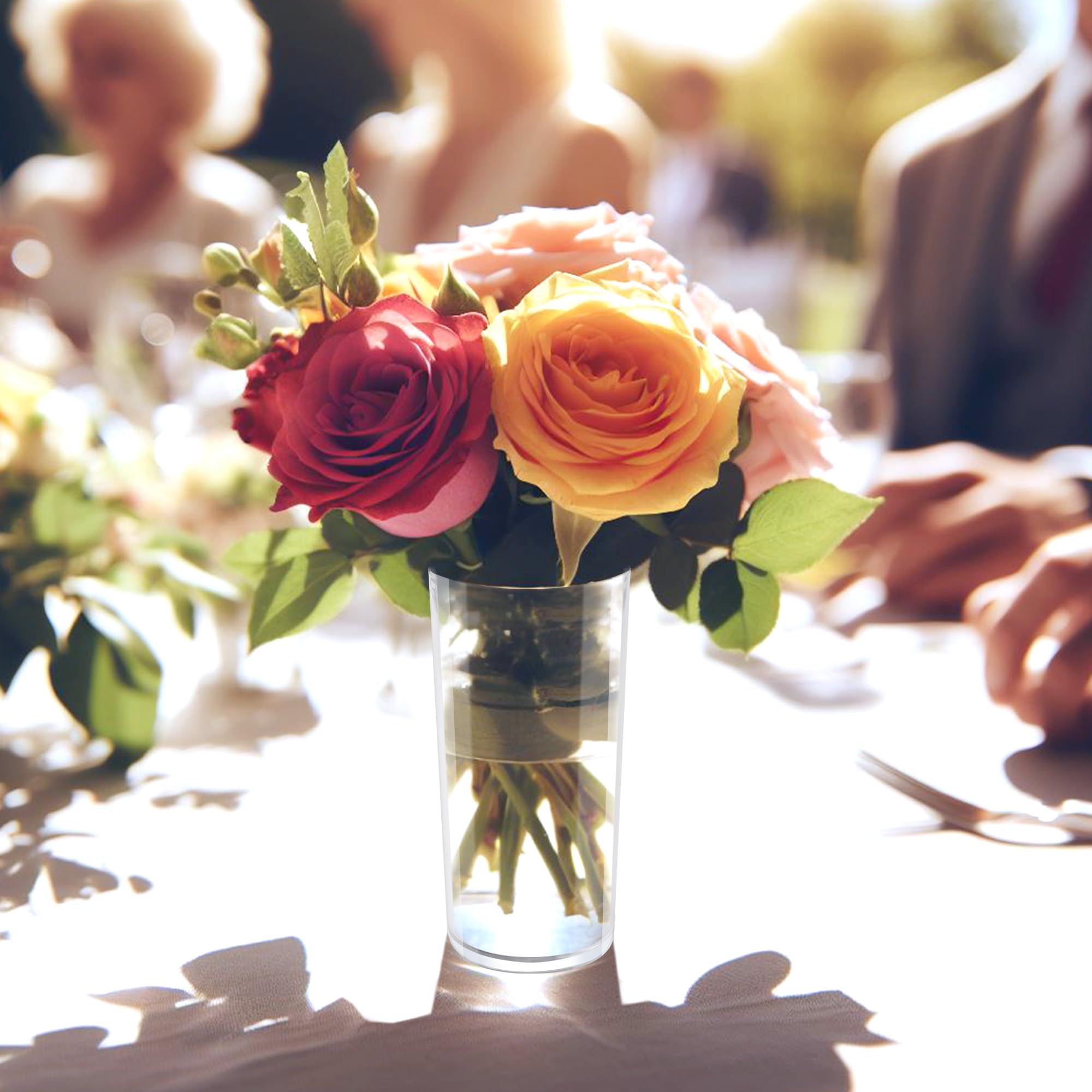 Amazing Abby - Viola Piccolo - Plastic Cylinder Vases (12-Piece Set), Acrylic Flower Vases For Wedding Centerpieces, Home Decorations, Office Ornaments, Shatter-Proof, 6' (H) (Not Glass)