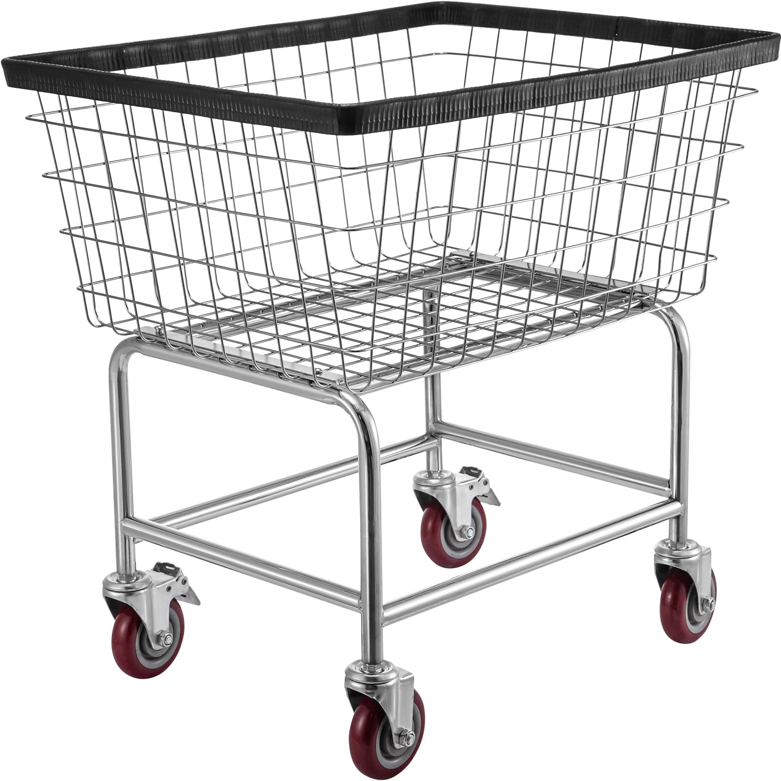 VEVOR Wire Laundry Cart, 2.5 Bushel Wire Laundry Basket with Wheels, 20x15.7x26 Commercial Wire Laundry Basket Cart, Steel