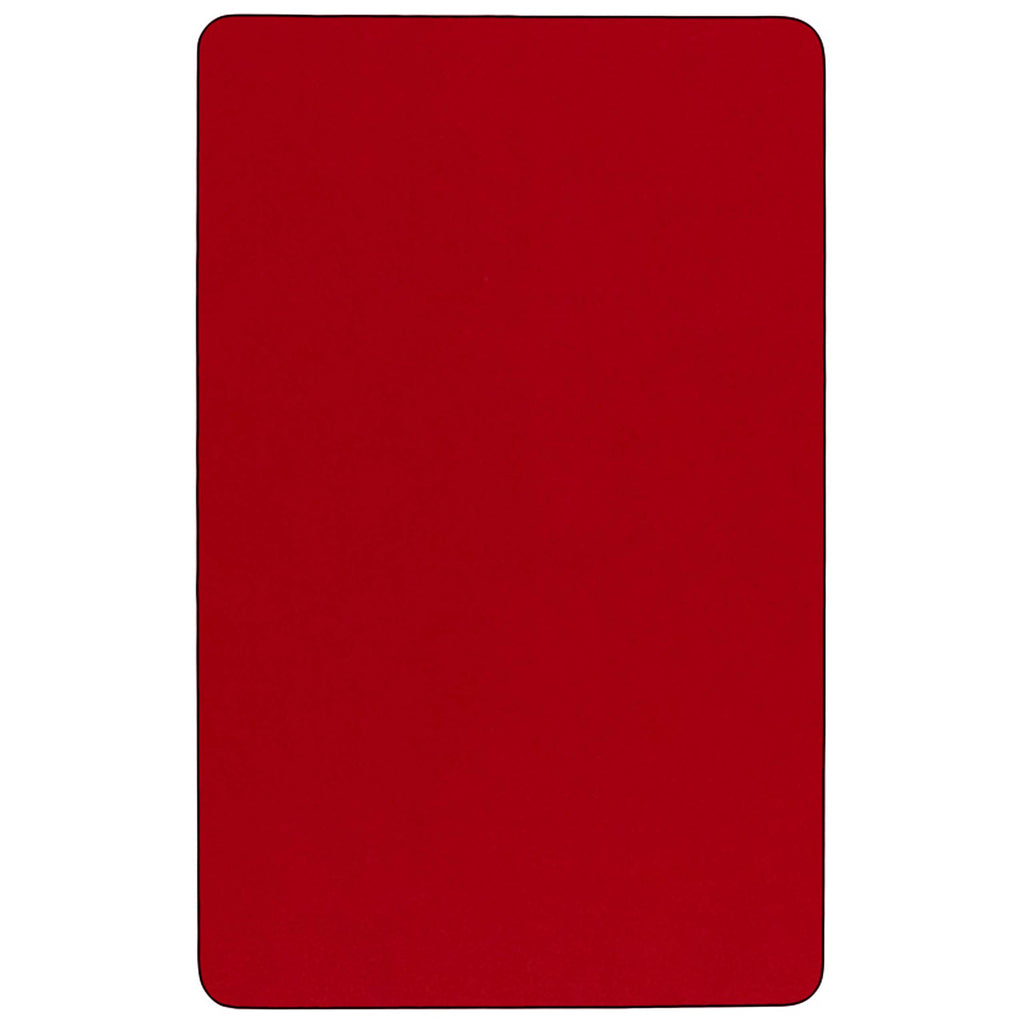 Flash Furniture Wren 30''W x 48''L Rectangular Red Thermal Laminate Activity Table - Standard Height Adjustable Legs
