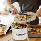 Avla Compost Bin Kitchen Countertop, 1 Gallon Composter Pail, Food Waste Composting Bucket, Odorless Trash Keeper Container, Whi