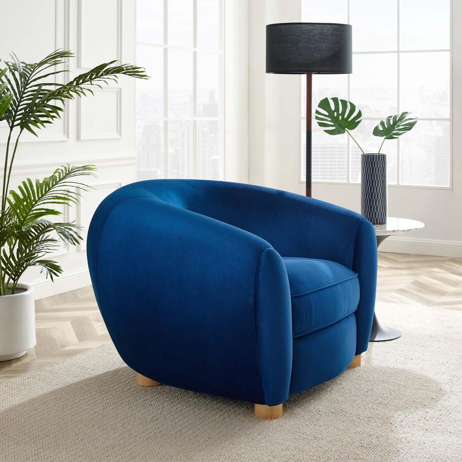 Modway Abundant Performance Velvet Accent Armchair, Navy