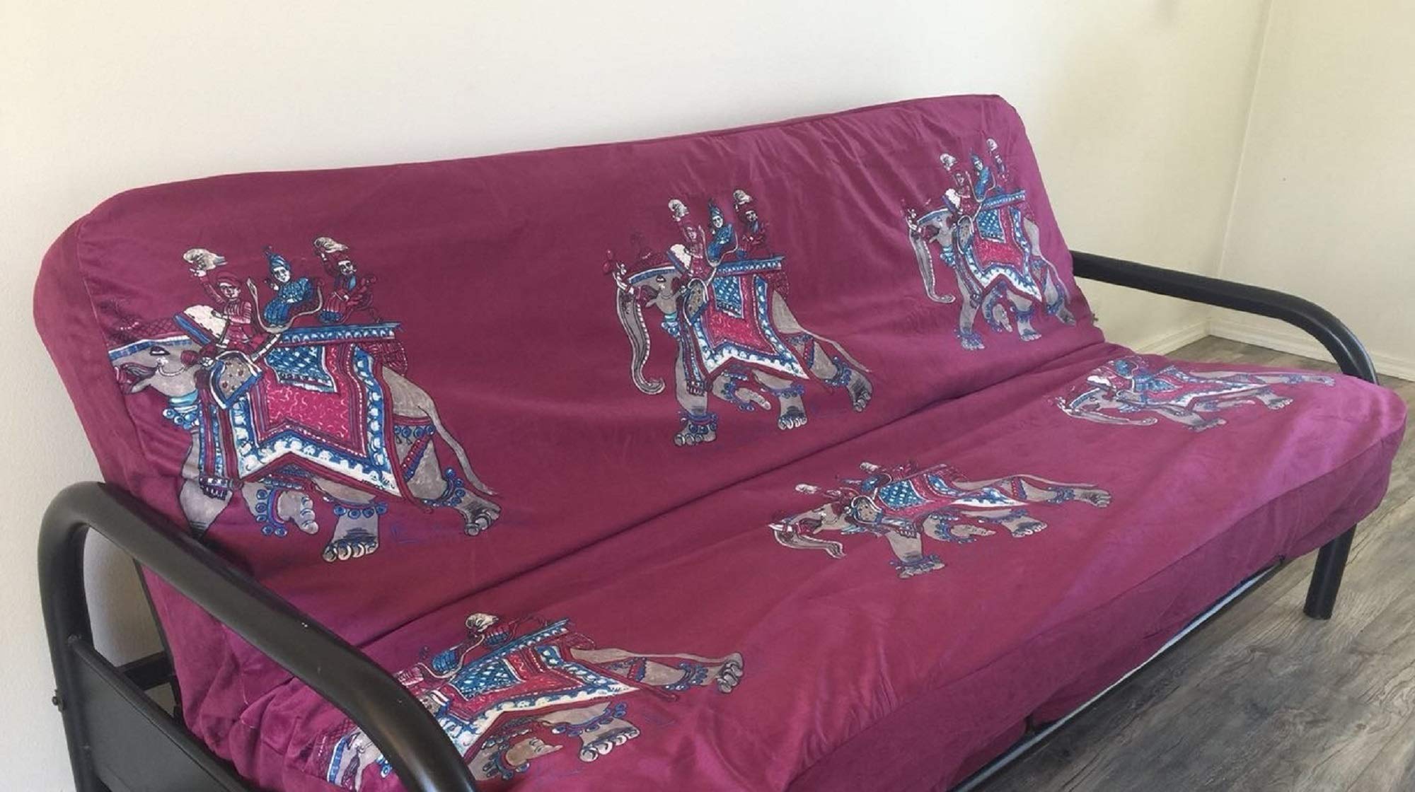 OctoRose Full Size 3 Side Zipper Premium Velvet Elephant Wine Rich Opulent Color and Sheen of Luxurious Futon Cover Slipcover/So